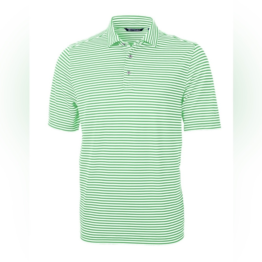Golf now- Cutter & Buck Virtue Eco Pique Stripe Recycled Mens Polo